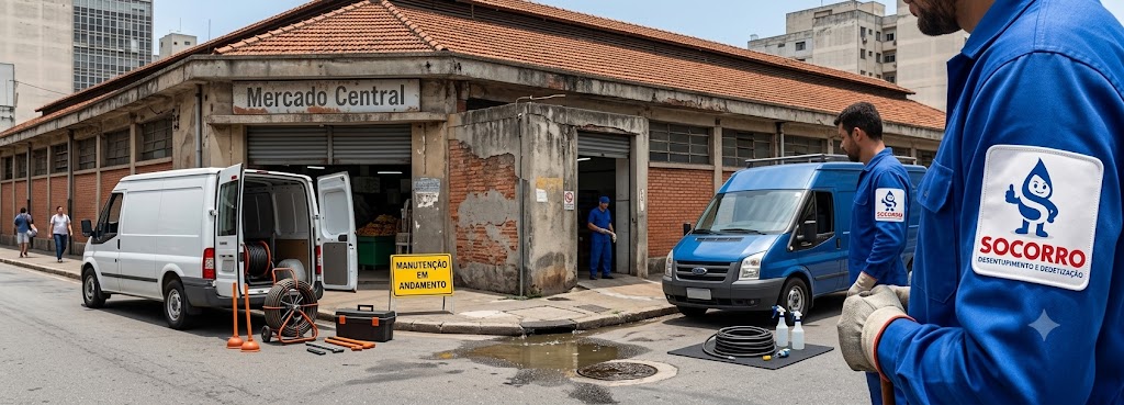 Profissional realizando Desentupimento e Manutenção Preventiva para Comércios e Empresas em Penha